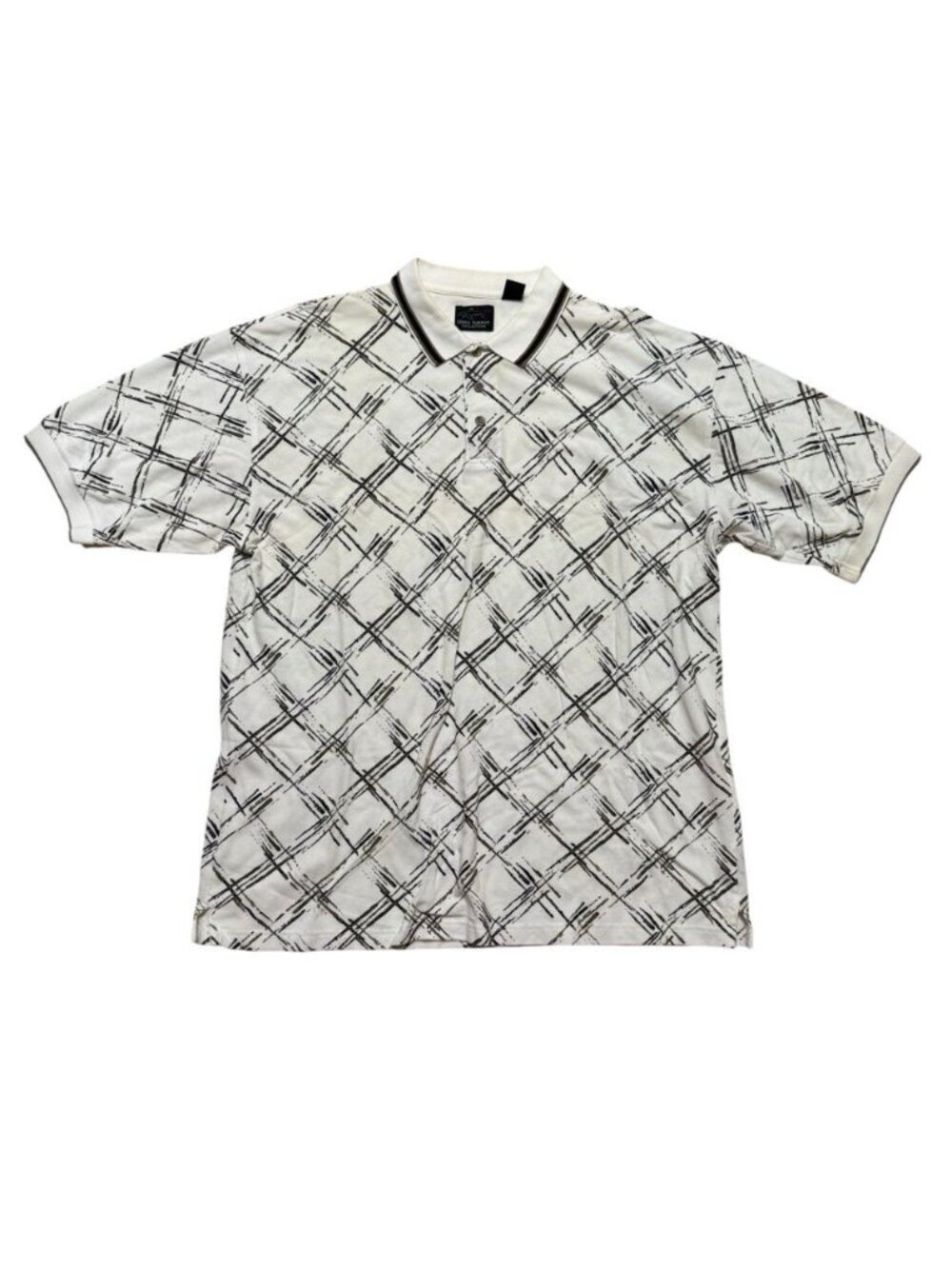 Greg Norman Collection Golf Polo Shirt White Black Print XXL